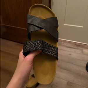 Black Woven Strap Sandals